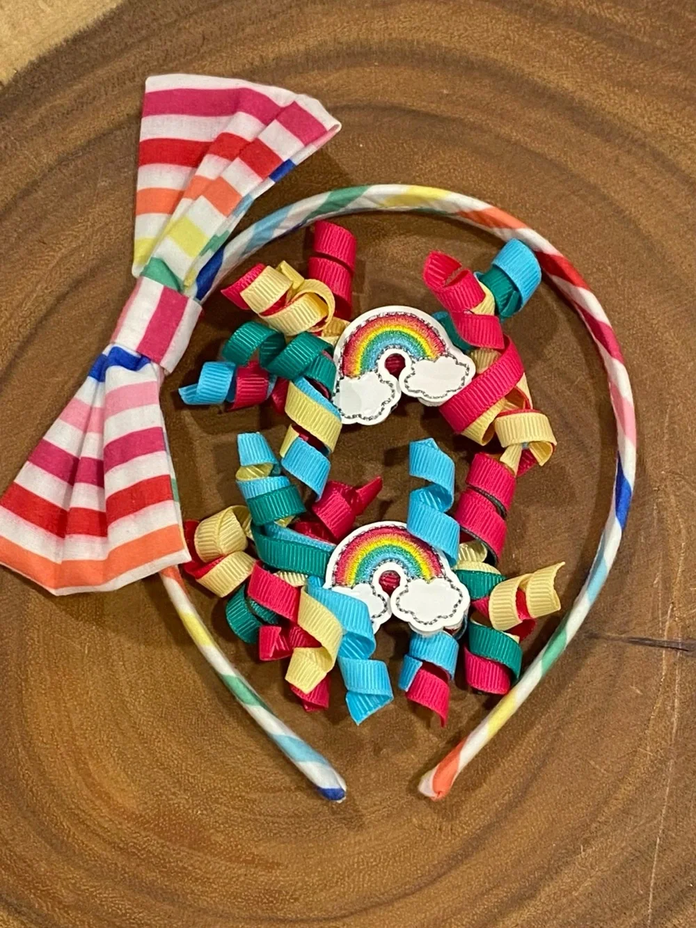 Gymboree Girls Little Essentials Rainbow Stripes Dress 3-piece Set Size 6/7
